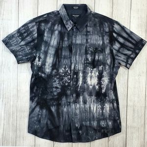 EIGHTY EIGHT Mens Blue Tie Dye Button Shirt XXL